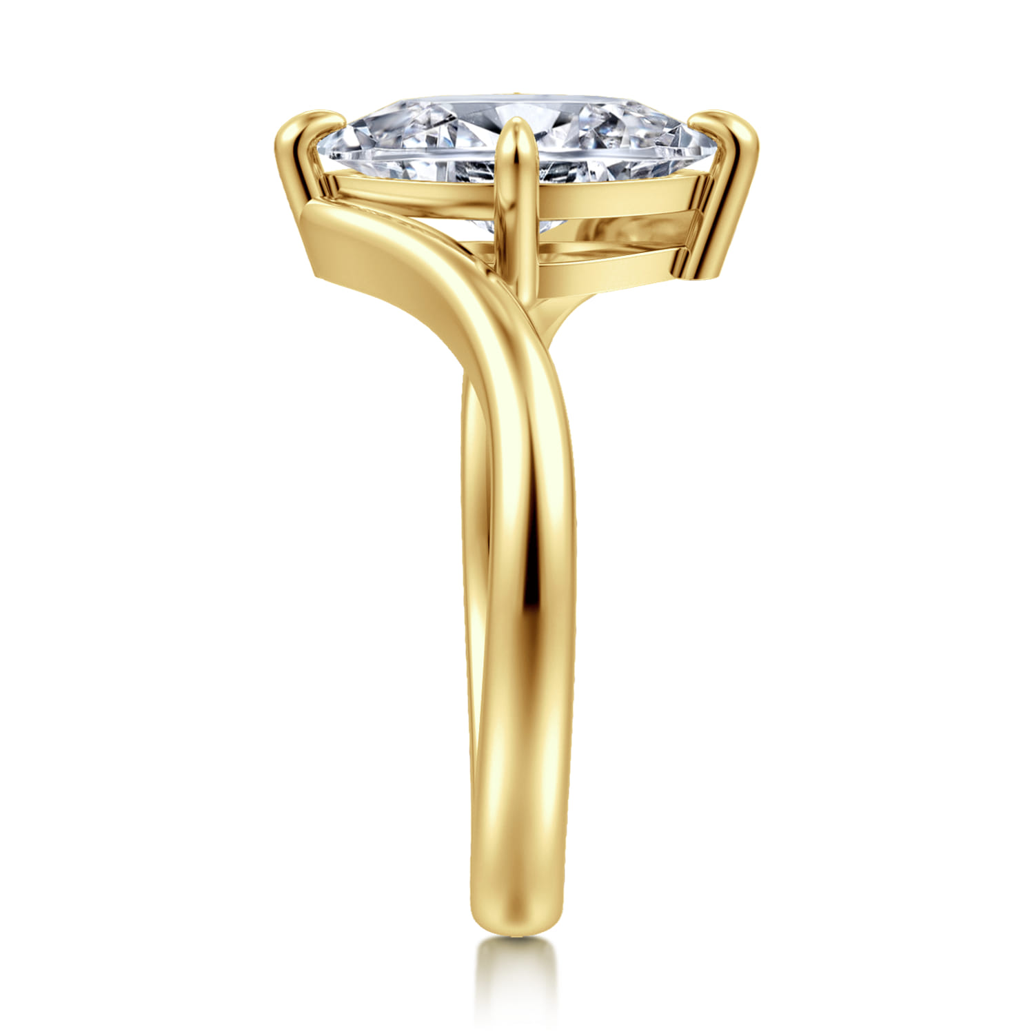 Rosette - 14K Yellow Gold Compass Prong Bypass Marquise Shape Diamond Engagement Ring - Shot 5