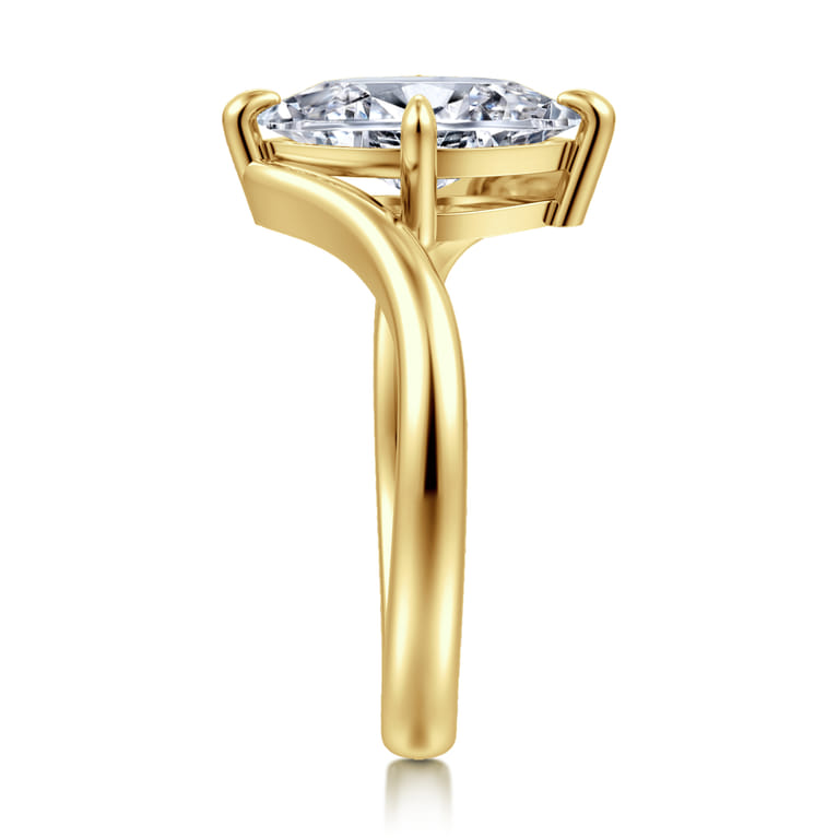 Rosette - 14K Yellow Gold Compass Prong Bypass Marquise Shape Diamond Engagement Ring - Shot 5
