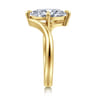Rosette - 14K Yellow Gold Compass Prong Bypass Marquise Shape Diamond Engagement Ring