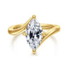 Rosette - 14K Yellow Gold Compass Prong Bypass Marquise Shape Diamond Engagement Ring