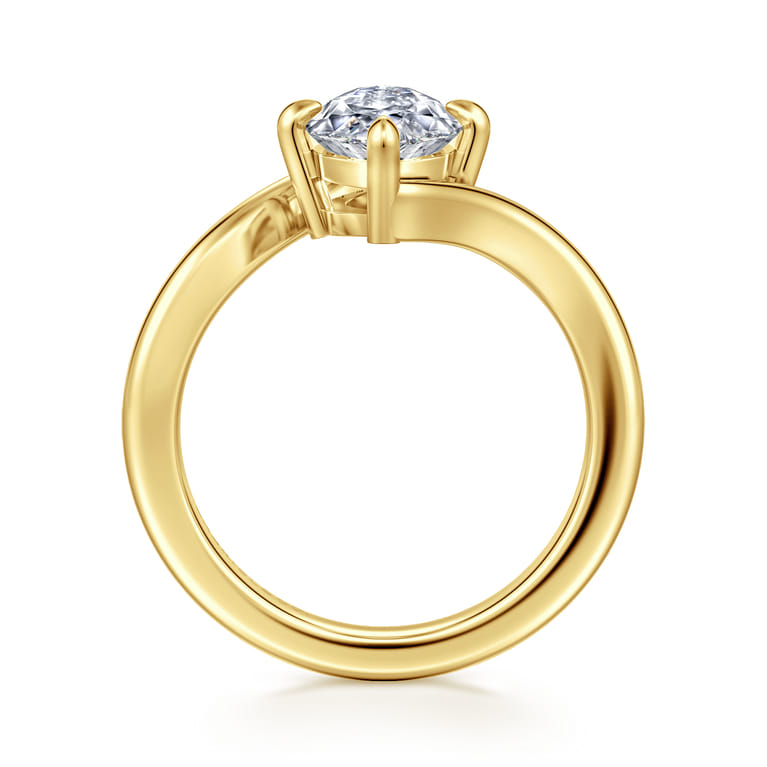 Rosette - 14K Yellow Gold Compass Prong Bypass Marquise Shape Diamond Engagement Ring - Shot 2