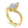 Rosette - 14K Yellow Gold Compass Prong Bypass Marquise Shape Diamond Engagement Ring