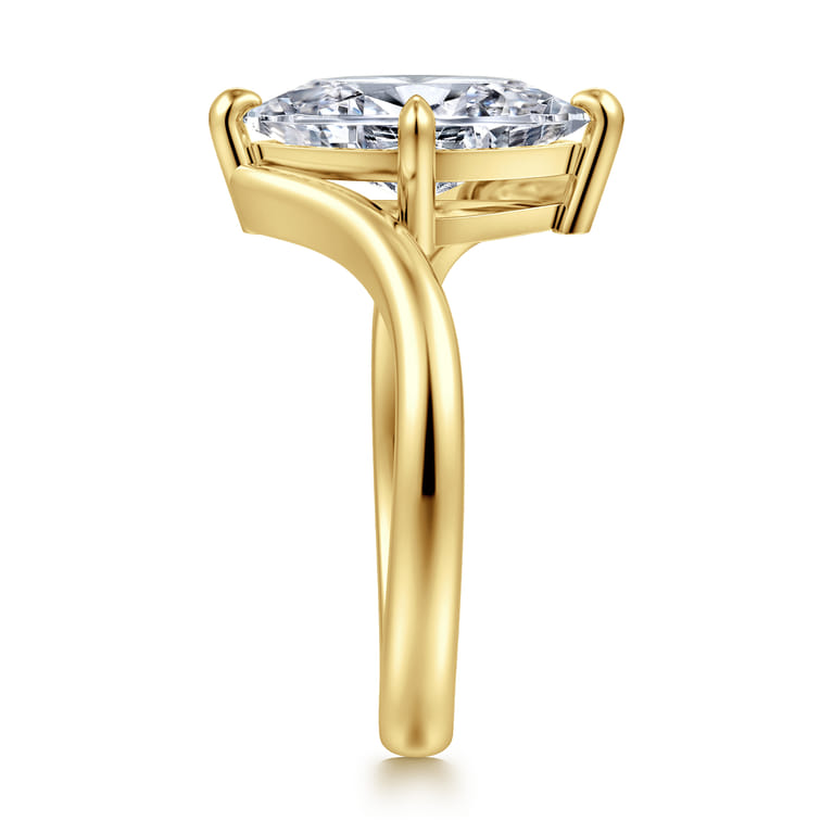 Rosette - 14K Yellow Gold Compass Prong Bypass Marquise Shape Diamond Engagement Ring - Shot 4