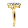 Rosette - 14K Yellow Gold Compass Prong Bypass Marquise Shape Diamond Engagement Ring