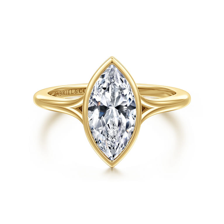 Kaya - 14K Yellow Gold Bezel Set Emerald Cut Solitaire Diamond Engagement Ring - Shot 1