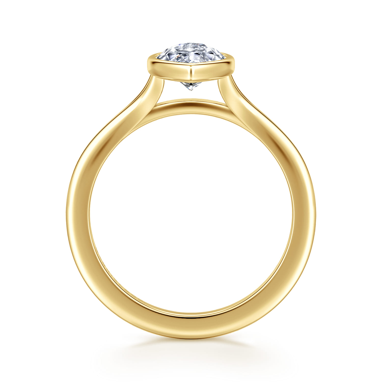 Kaya - 14K Yellow Gold Bezel Set Emerald Cut Solitaire Diamond Engagement Ring - Shot 2