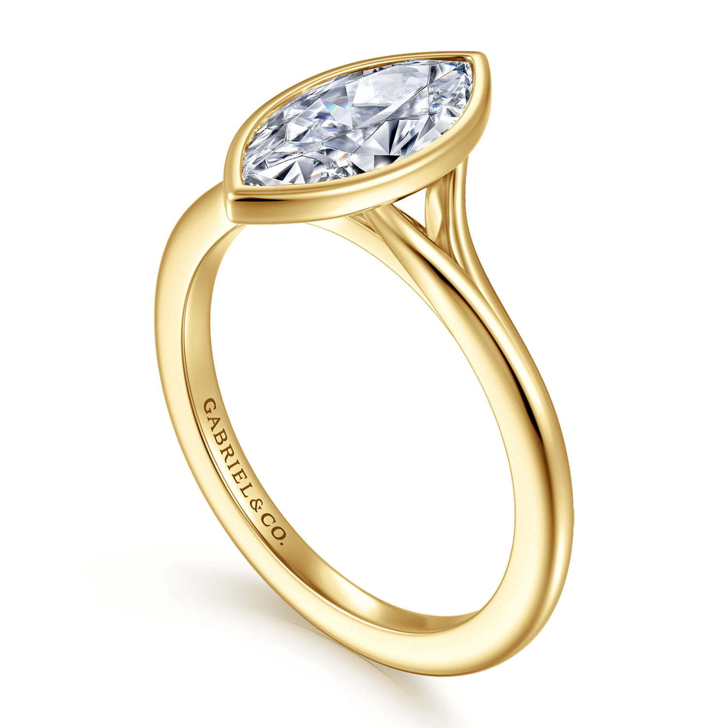 Kaya - 14K Yellow Gold Bezel Set Emerald Cut Solitaire Diamond Engagement Ring - Shot 3