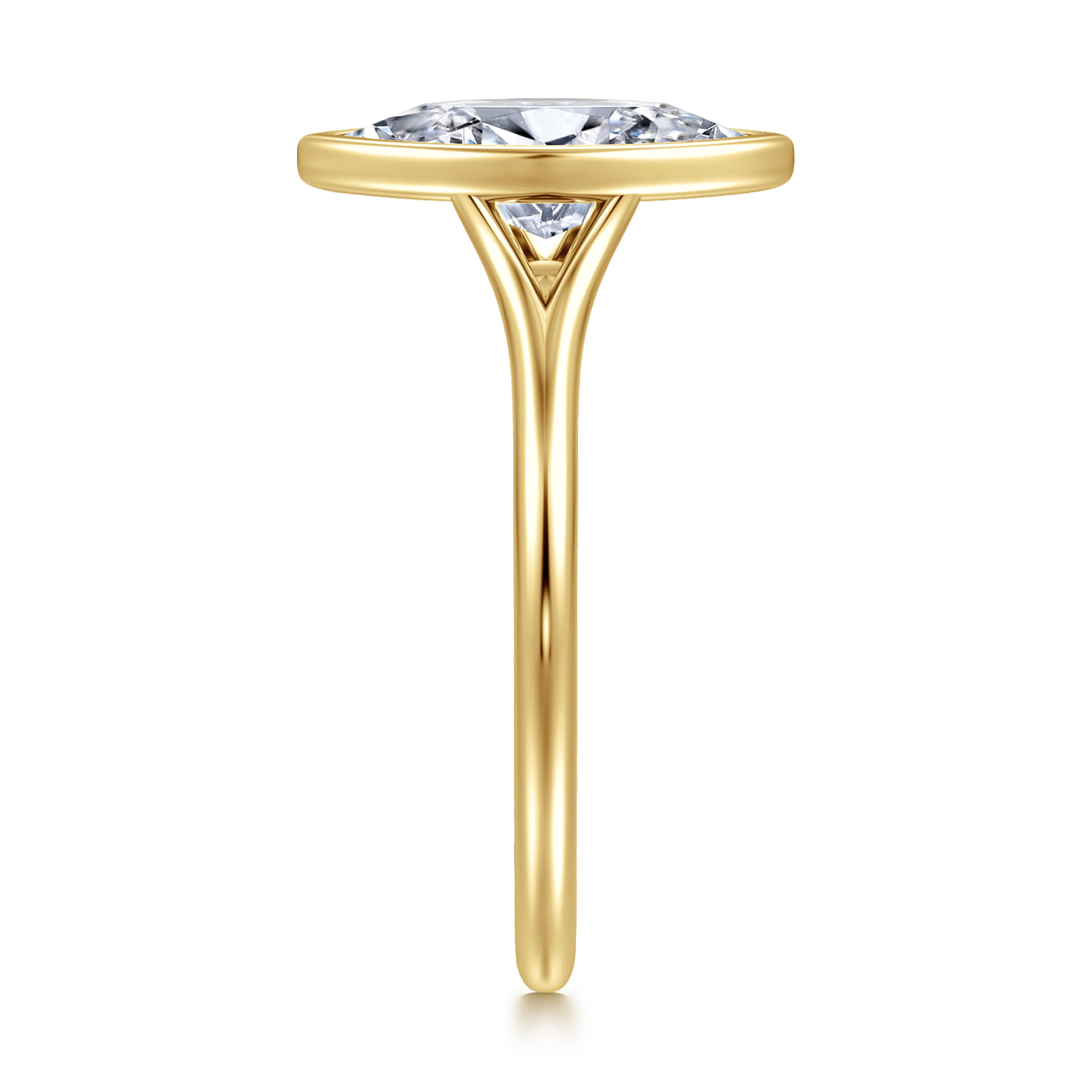 Kaya - 14K Yellow Gold Bezel Set Emerald Cut Solitaire Diamond Engagement Ring - Shot 4