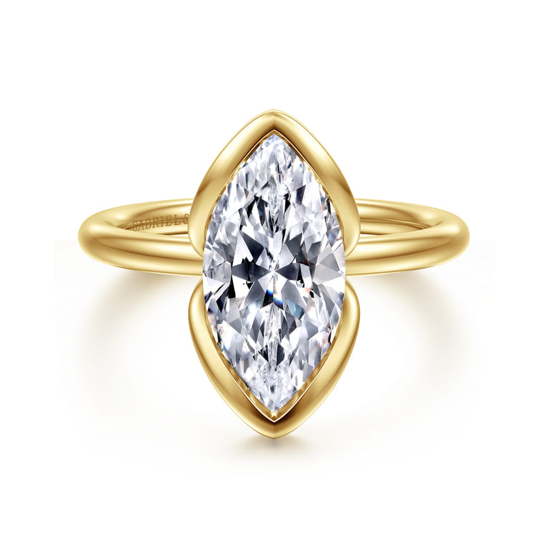 Vivienne - 14K Yellow Gold Marquise Shape Solitaire Diamond Engagement Ring - Shot 1