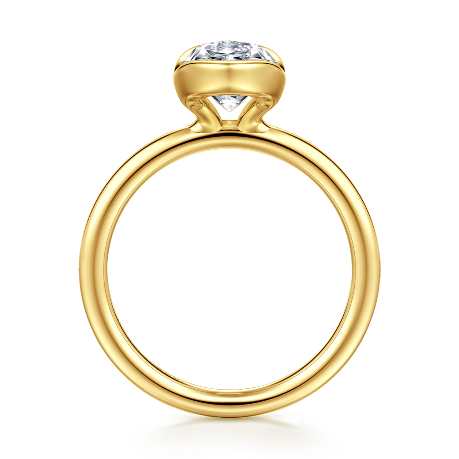 Vivienne - 14K Yellow Gold Half Bezel Marquise Shape Solitaire Diamond Engagement Ring - Shot 2