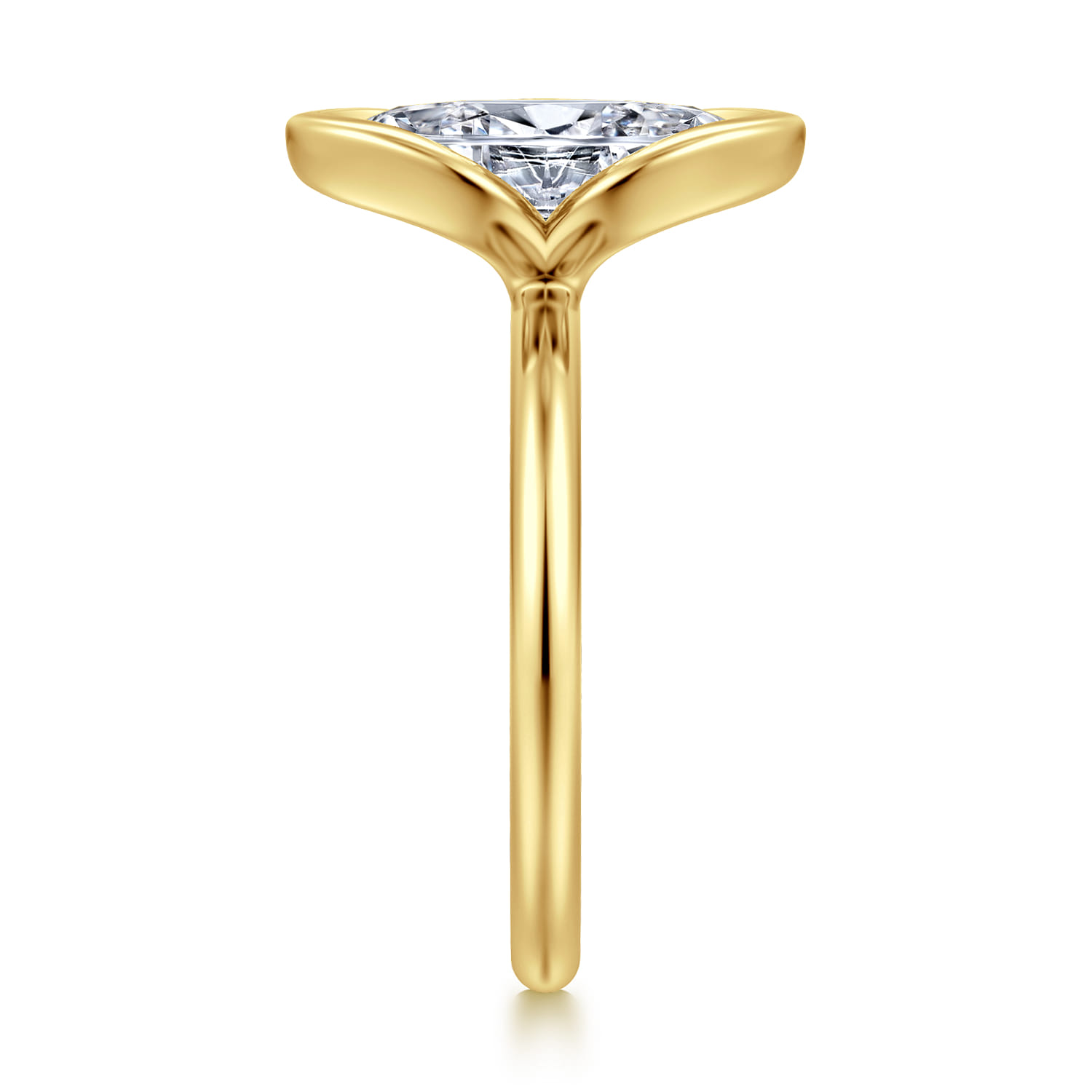 Vivienne - 14K Yellow Gold Half Bezel Marquise Shape Solitaire Diamond Engagement Ring - Shot 4