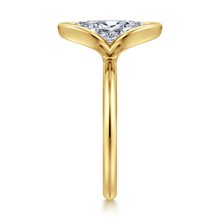 Vivienne - 14K Yellow Gold Half Bezel Marquise Shape Solitaire Diamond Engagement Ring - Shot 4