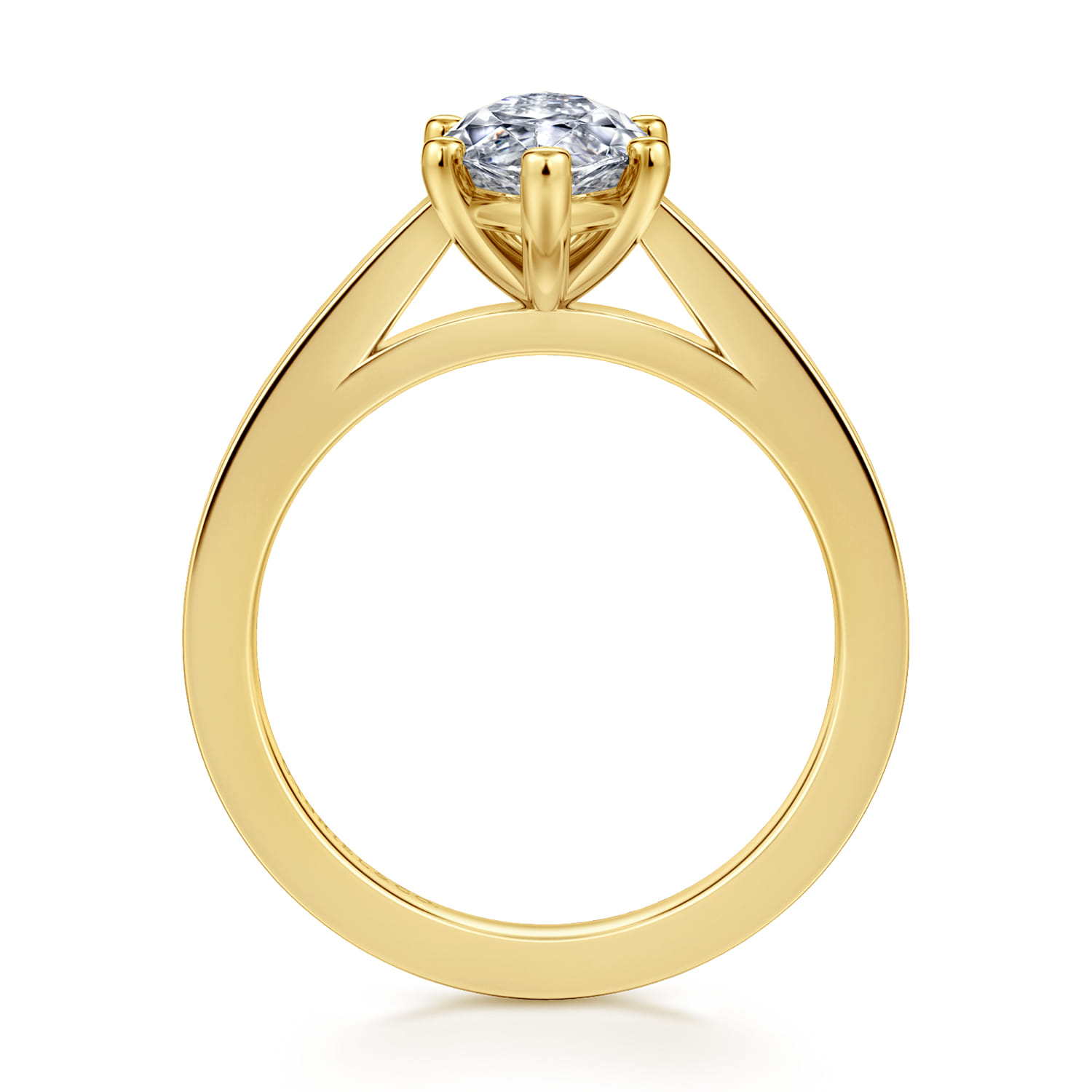 Zephyra - 14K Yellow Gold 6 Prong Marquise Shape Solitaire Diamond Engagement Ring - Shot 2