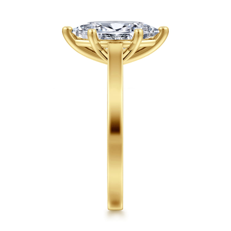 Zephyra - 14K Yellow Gold 6 Prong Marquise Shape Solitaire Diamond Engagement Ring - Shot 4
