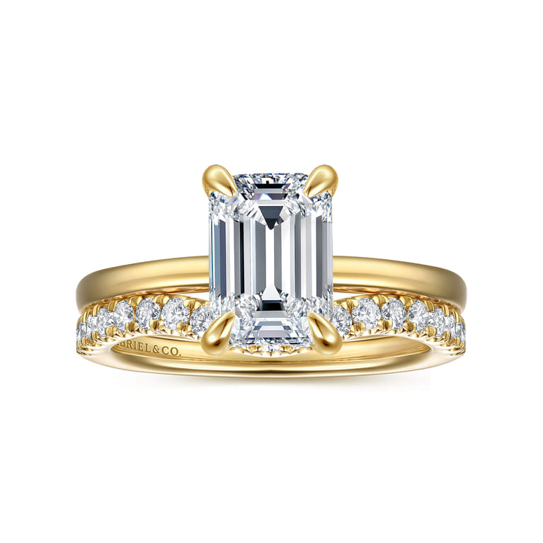 Austria - 14K Yellow Gold Emerald Cut Diamond Engagement Ring - Shot 4