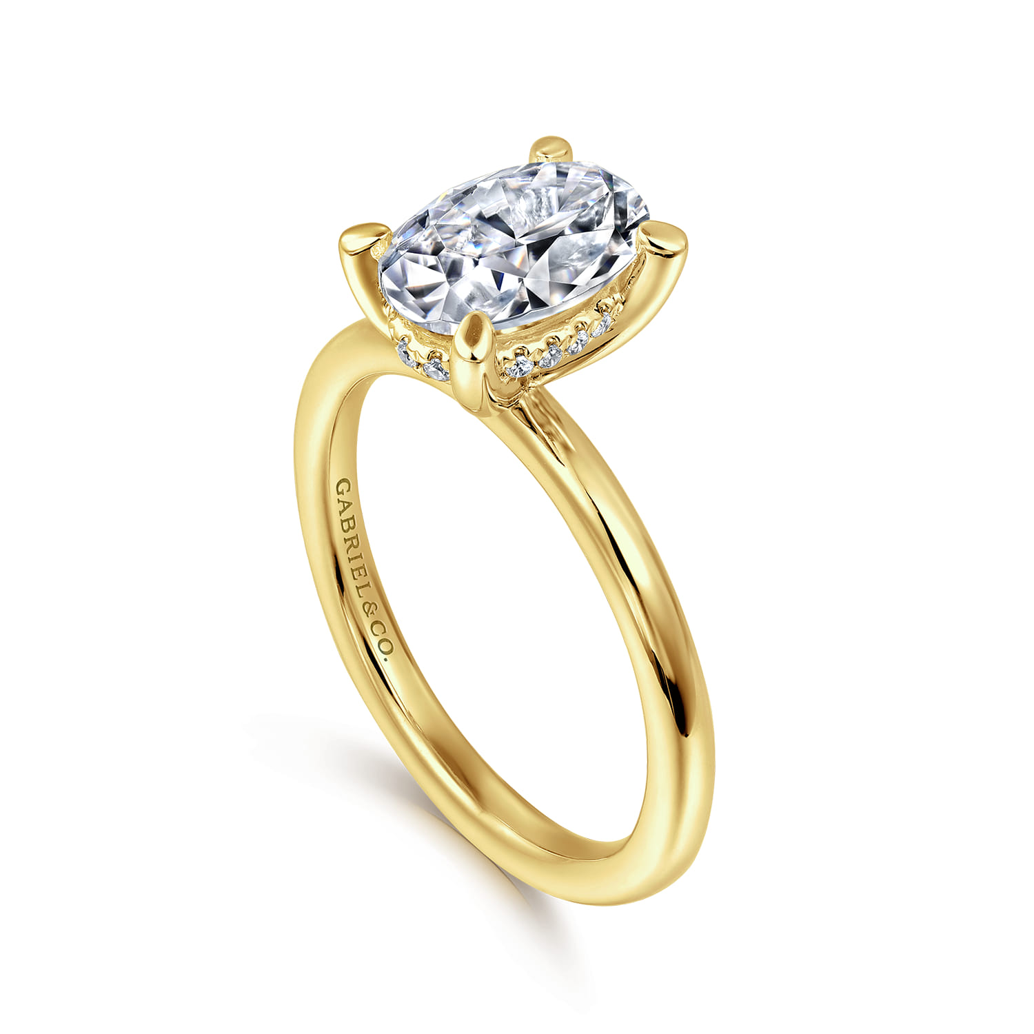 Cari - 14K Yellow Gold Oval Diamond Engagement Ring - 0.06 ct - Shot 3