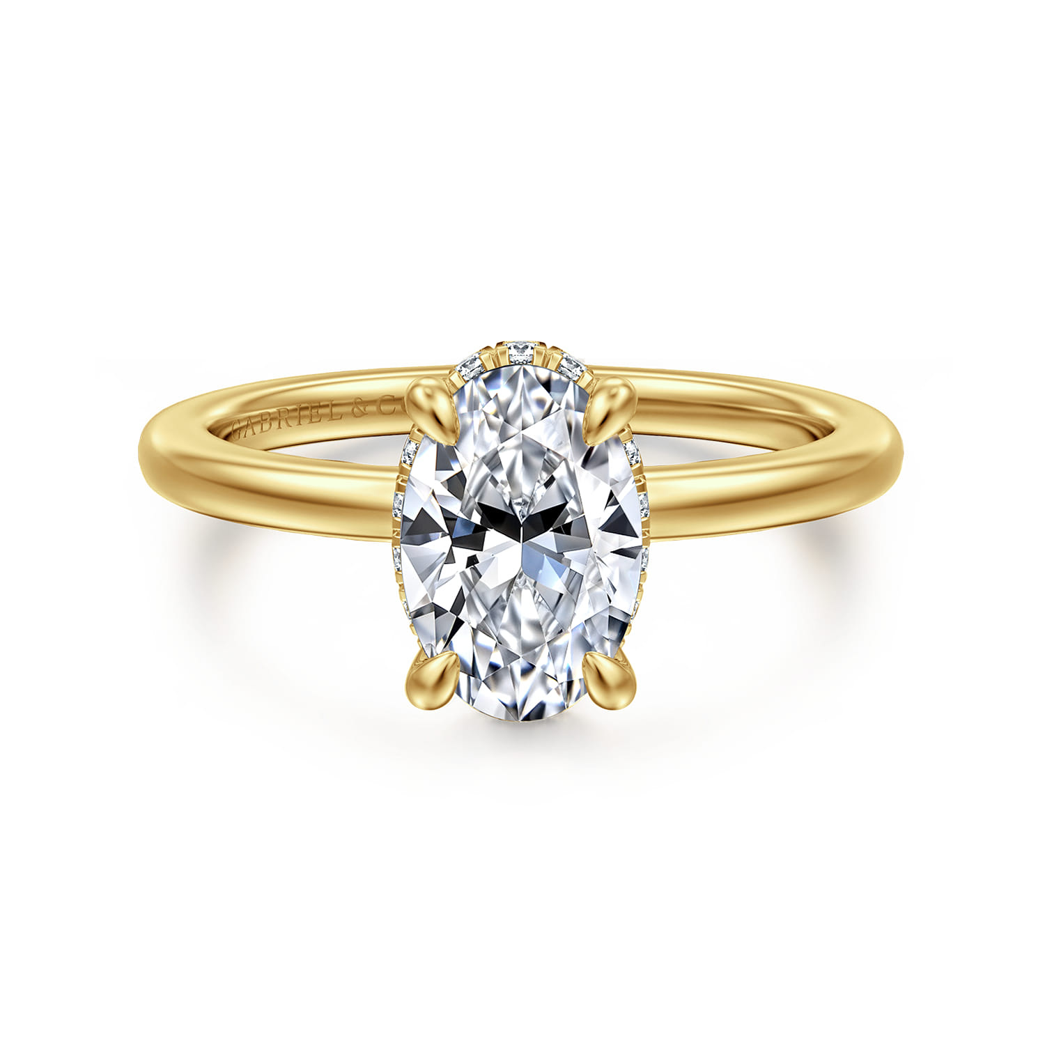 Rainah - 14K Yellow Gold Oval Diamond Engagement Ring - 0.11 ct - Shot 1