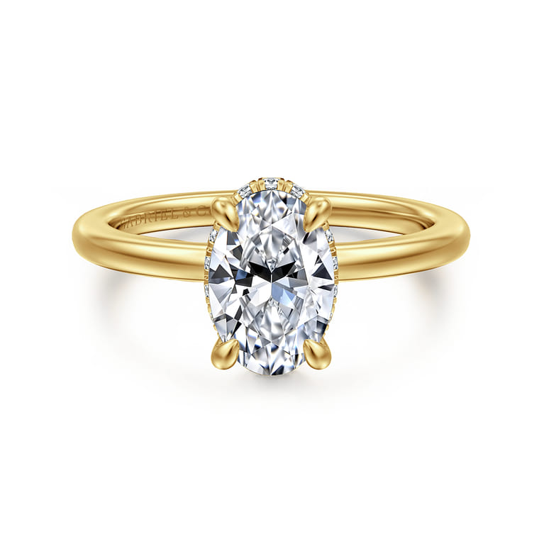 Rainah - 14K Yellow Gold Oval Diamond Engagement Ring - 0.11 ct - Shot 1