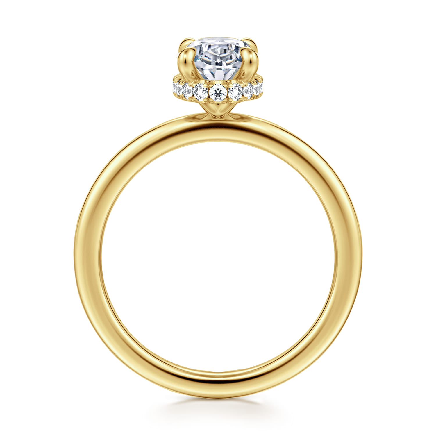 Rainah - 14K Yellow Gold Oval Diamond Engagement Ring - 0.11 ct - Shot 2
