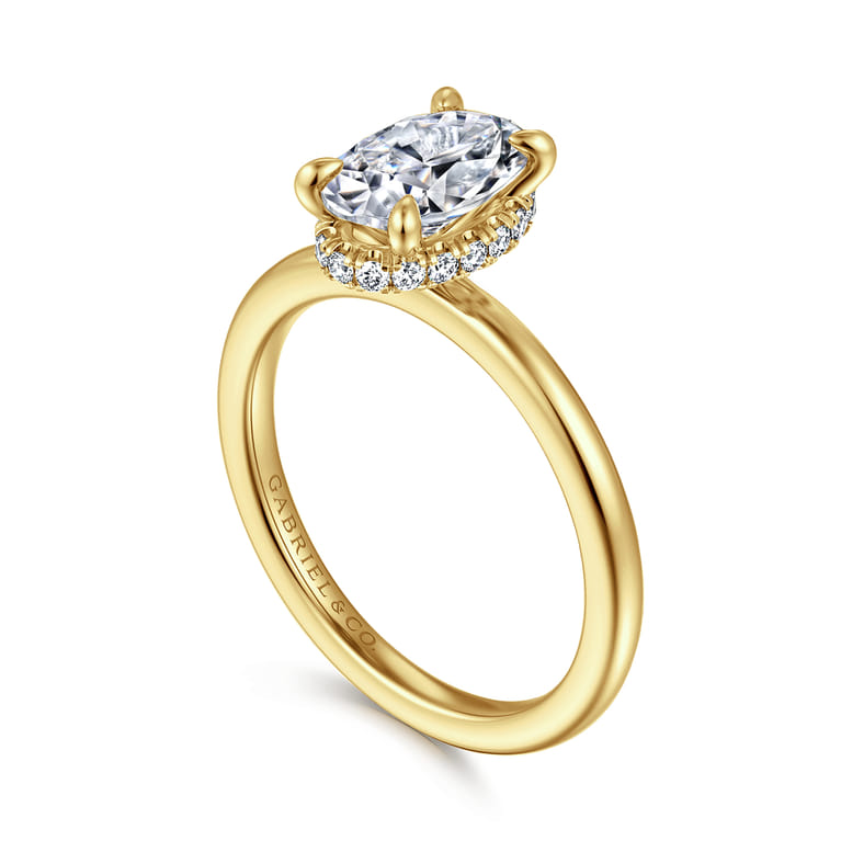 Rainah - 14K Yellow Gold Oval Diamond Engagement Ring - 0.11 ct - Shot 3