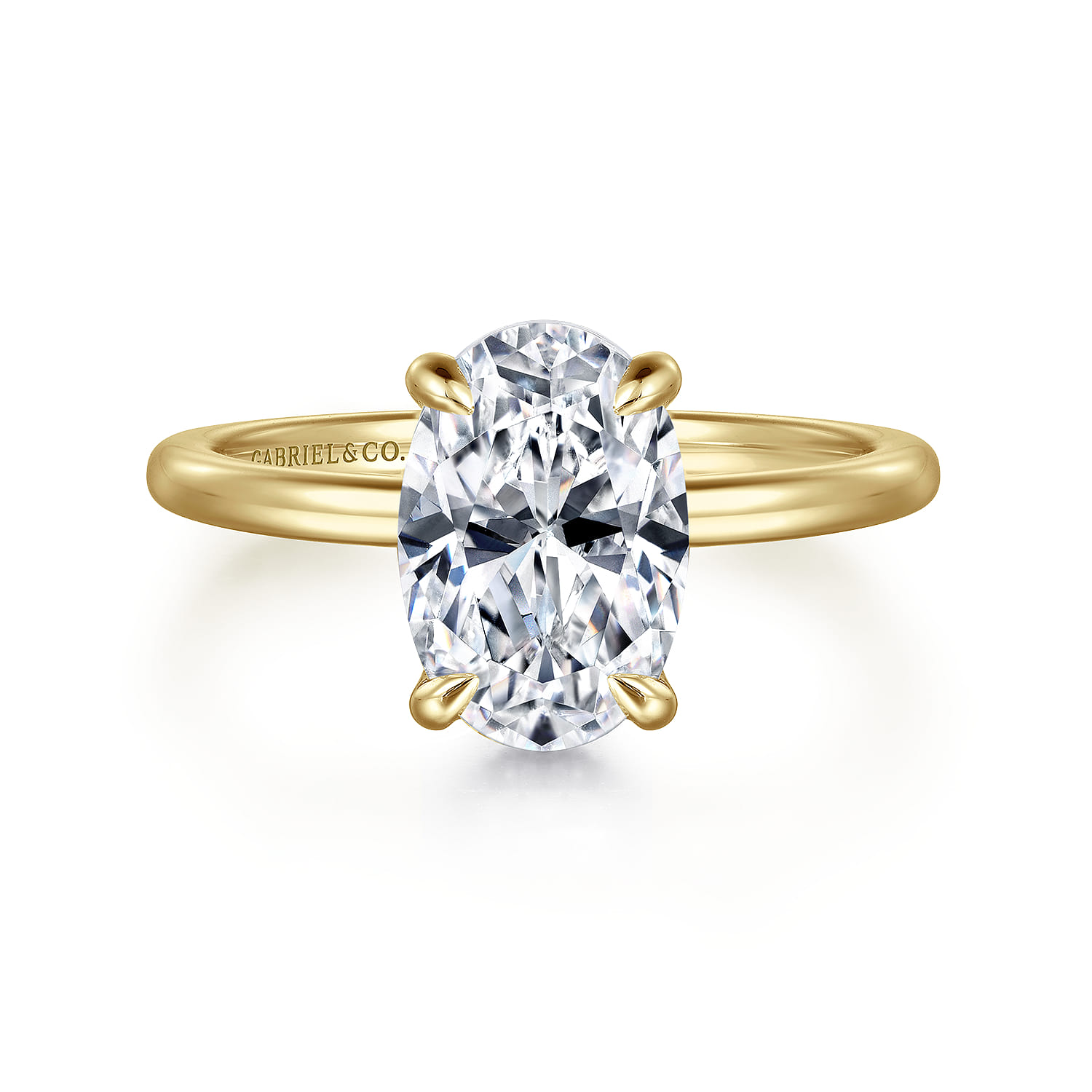 Rainah - 14K Yellow Gold Oval Solitaire Diamond Engagement Ring - 0.13 ct - Shot 1