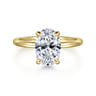 Rainah - 14K Yellow Gold Oval Solitaire Diamond Engagement Ring - 0.13 ct