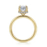 Rainah - 14K Yellow Gold Oval Solitaire Diamond Engagement Ring - 0.13 ct