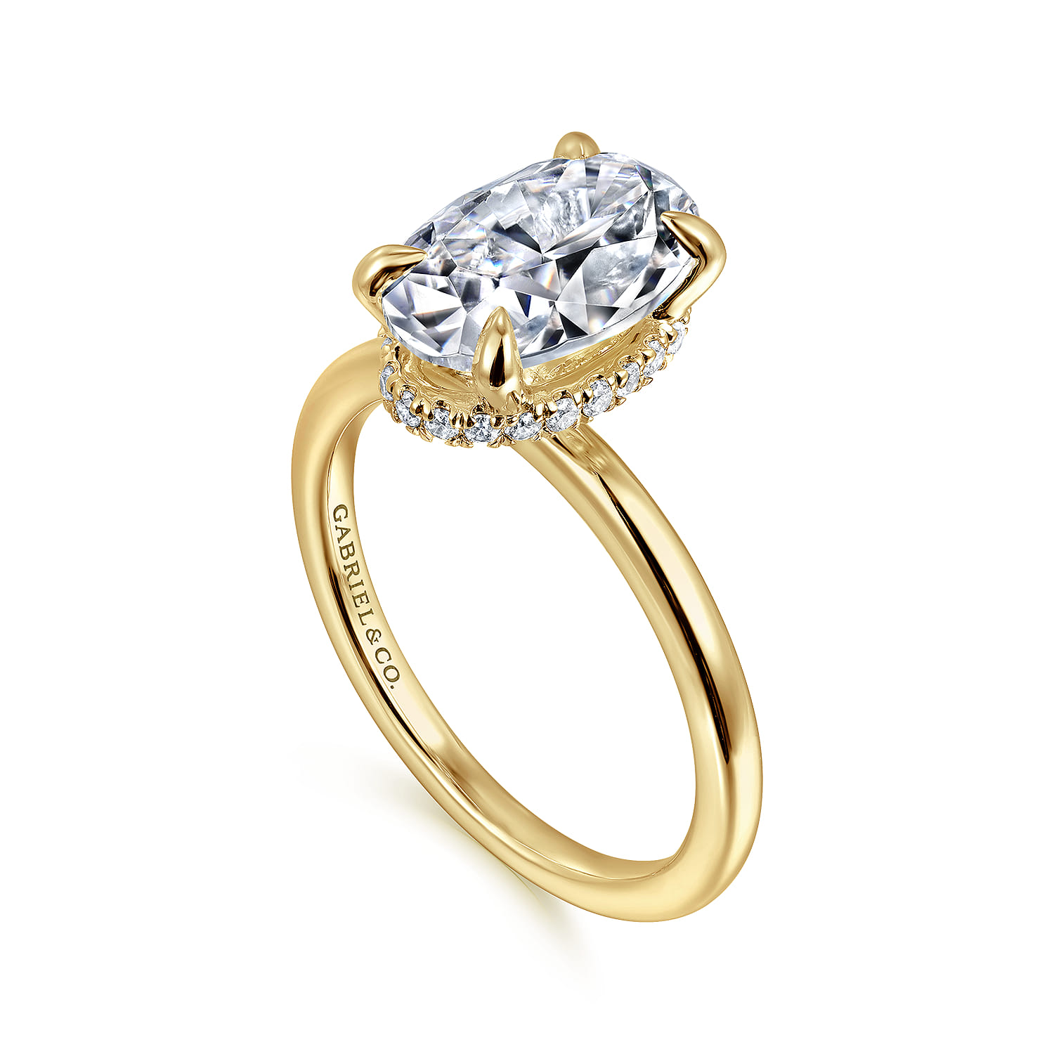 Rainah - 14K Yellow Gold Oval Solitaire Diamond Engagement Ring - 0.13 ct - Shot 3