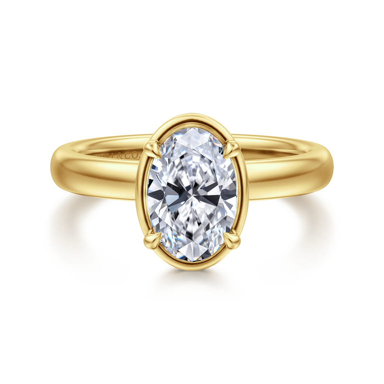 Deedie - 14K Yellow Gold Oval Diamond Engagement Ring - 0.11 ct - Shot 1