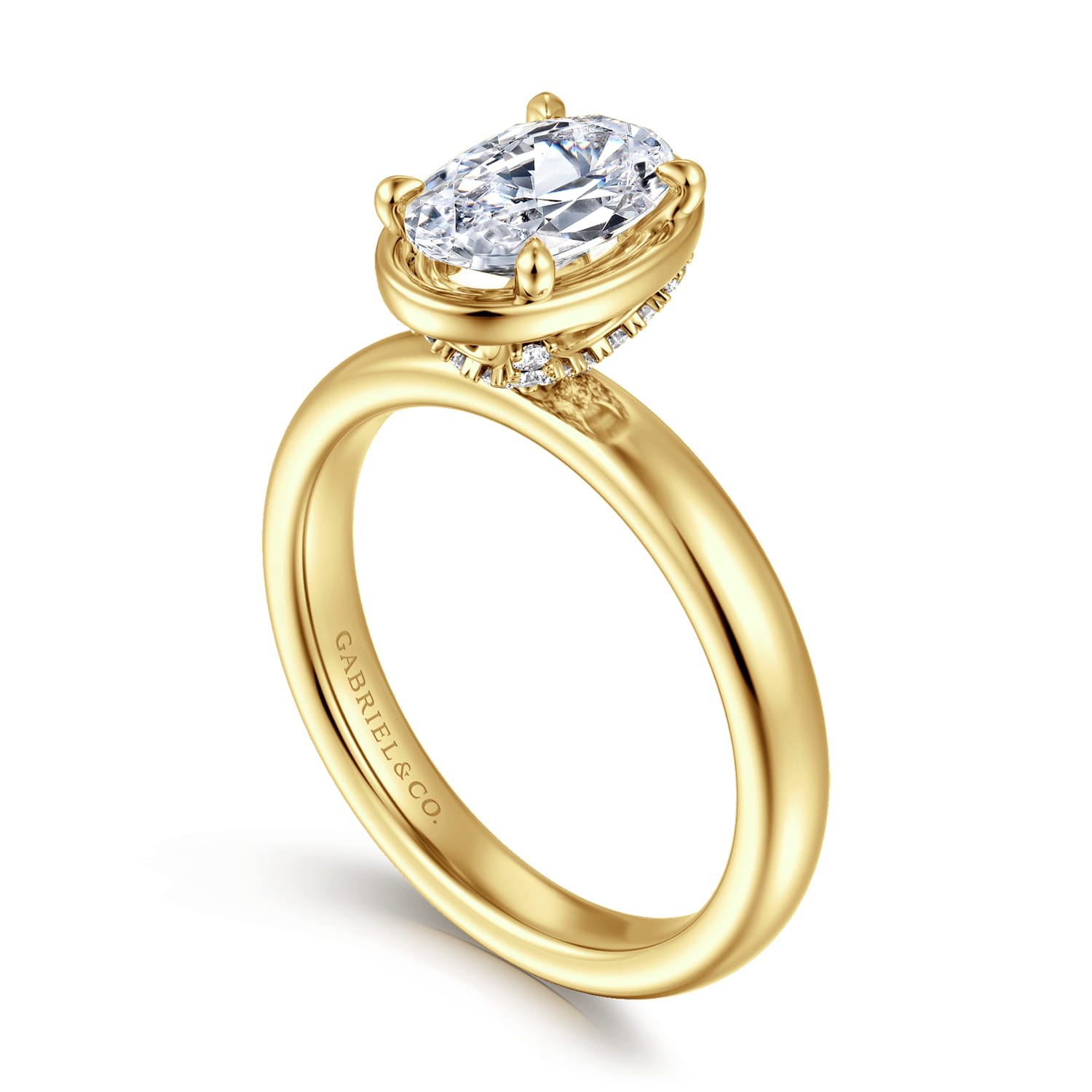 Deedie - 14K Yellow Gold Oval Diamond Engagement Ring - 0.11 ct - Shot 3