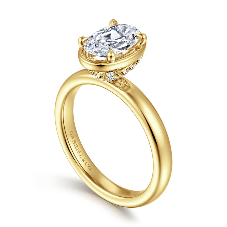 Deedie - 14K Yellow Gold Oval Diamond Engagement Ring - 0.11 ct - Shot 3