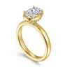 Deedie - 14K Yellow Gold Oval Diamond Engagement Ring - 0.11 ct