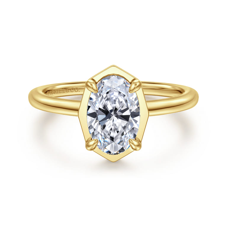 Cassi - 14K Yellow Gold Oval Diamond Engagement Ring - 0.06 ct - Shot 1