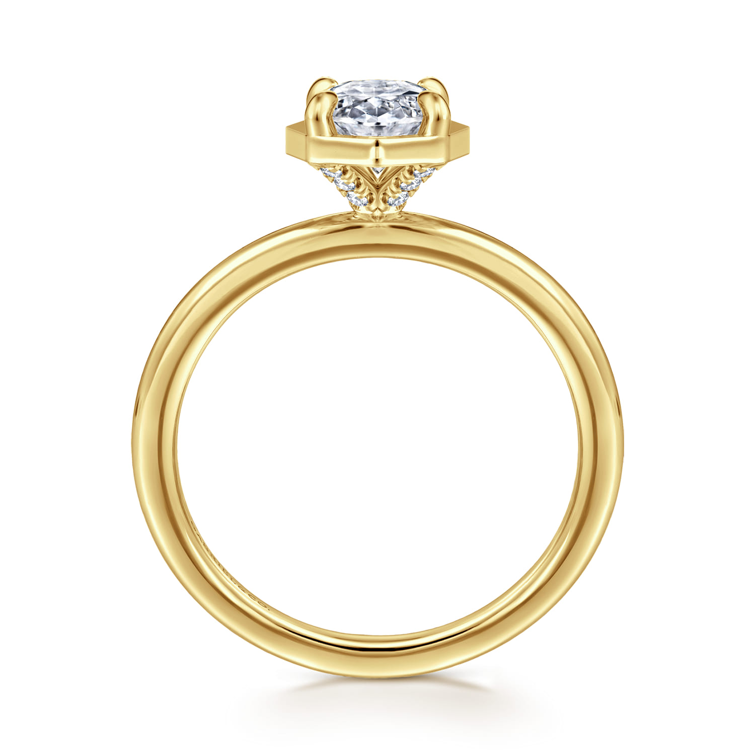 Cassi - 14K Yellow Gold Oval Diamond Engagement Ring - 0.06 ct - Shot 2