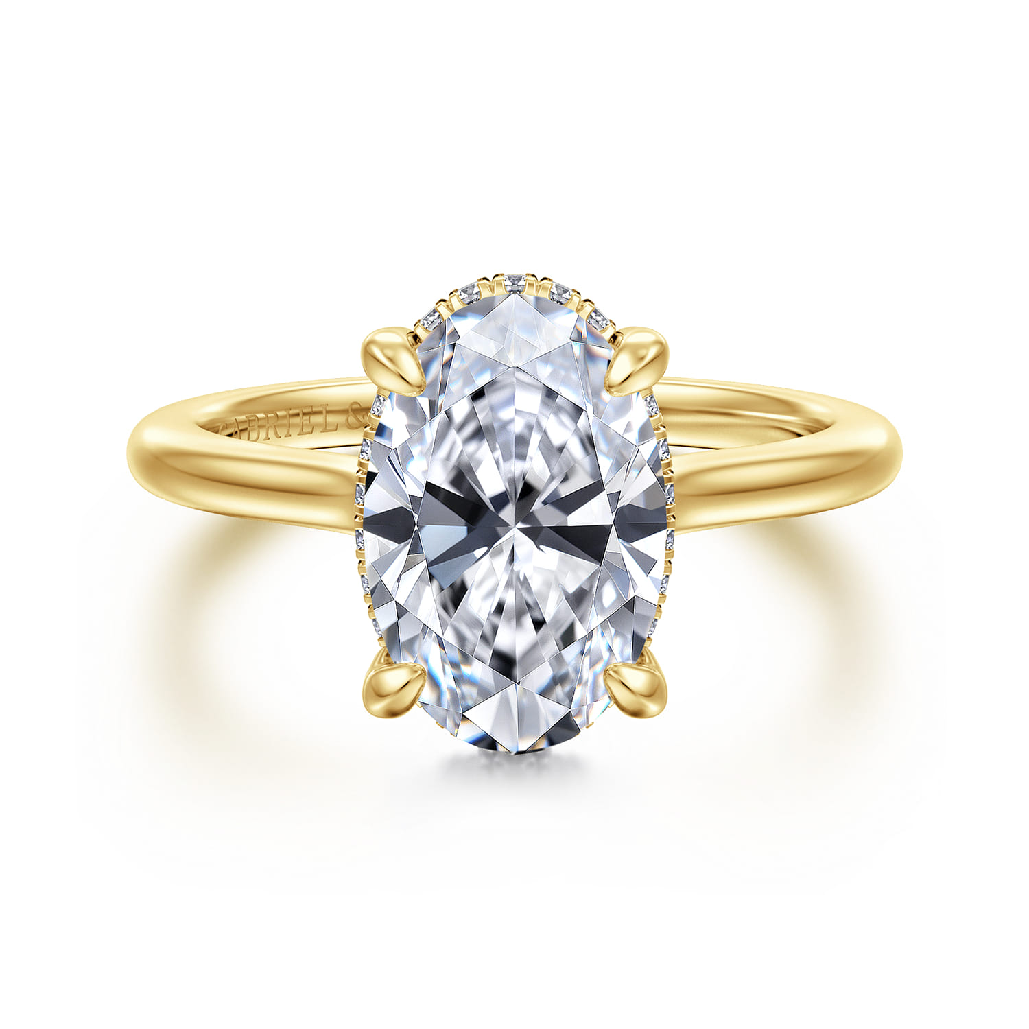 Aldon - 14K Yellow Gold Oval Diamond Engagement Ring - 0.14 ct - Shot 1