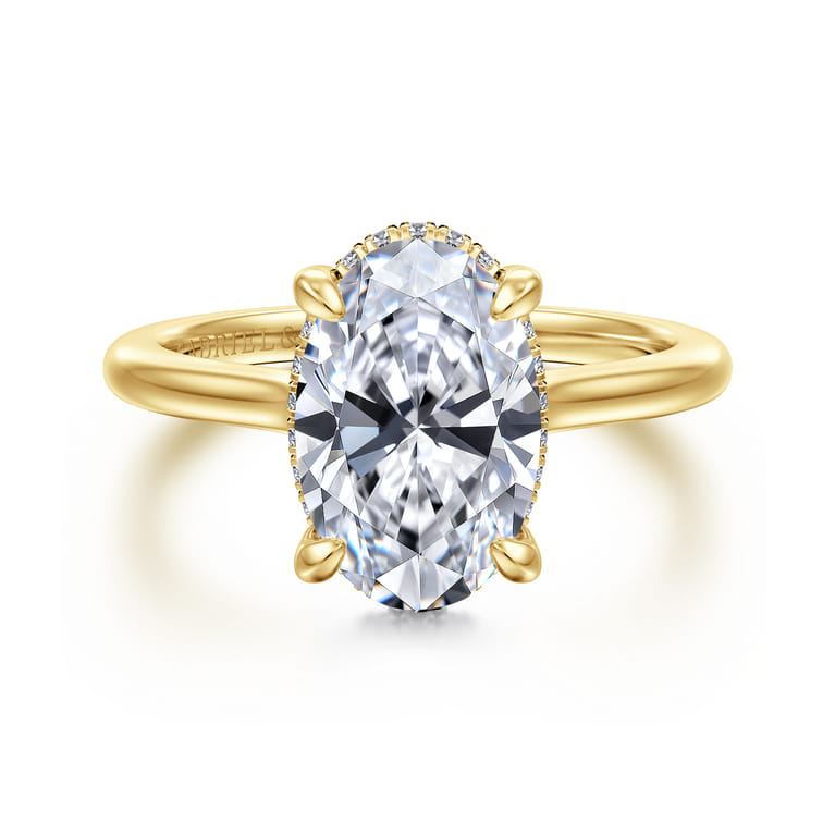 Aldon - 14K Yellow Gold Oval Diamond Engagement Ring - 0.14 ct - Shot 1