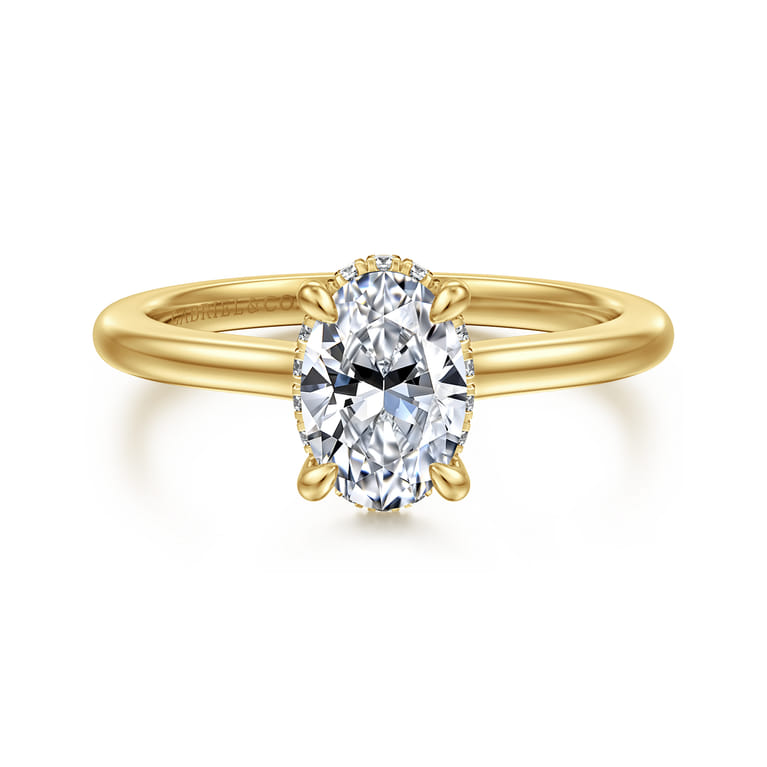 Aldon - 14K Yellow Gold Oval Diamond Engagement Ring - 0.07 ct - Shot 1