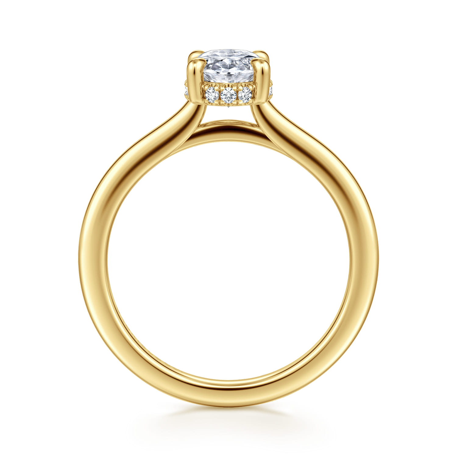 Aldon - 14K Yellow Gold Oval Diamond Engagement Ring - 0.07 ct - Shot 2