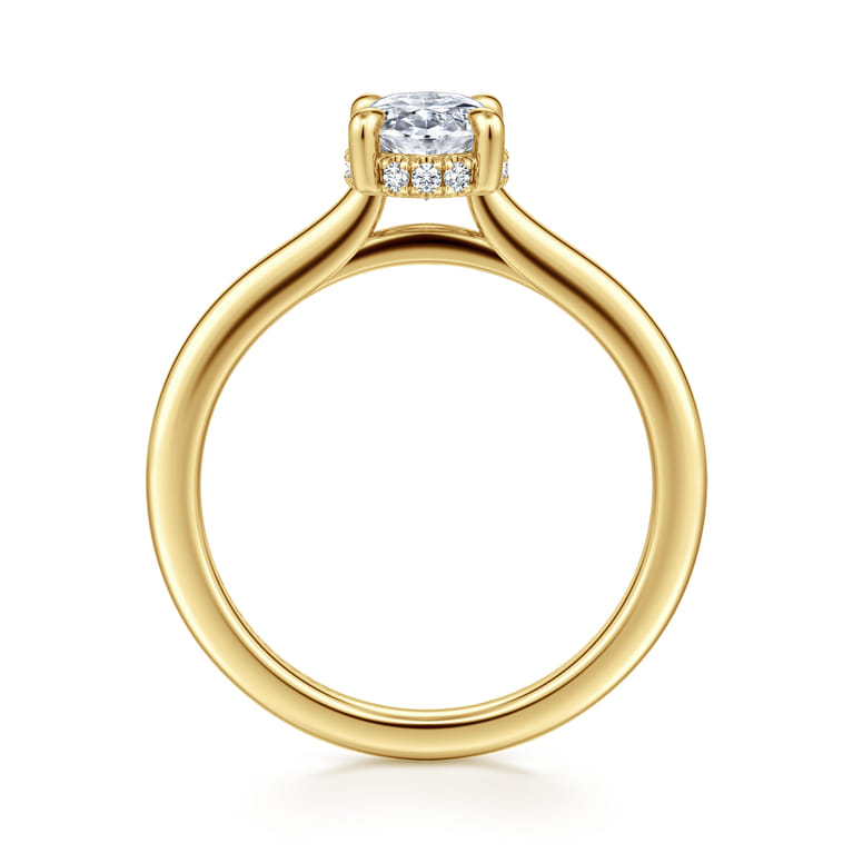 Aldon - 14K Yellow Gold Oval Diamond Engagement Ring - 0.07 ct - Shot 2