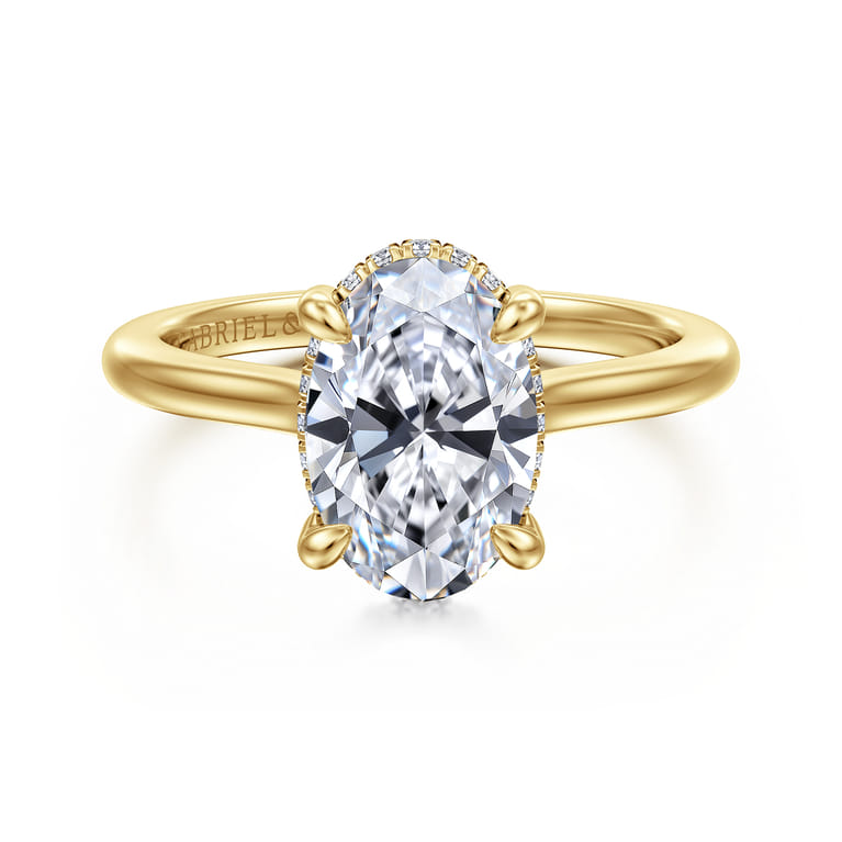 Aldon - 14K Yellow Gold Oval Diamond Engagement Ring - 0.1 ct - Shot 1
