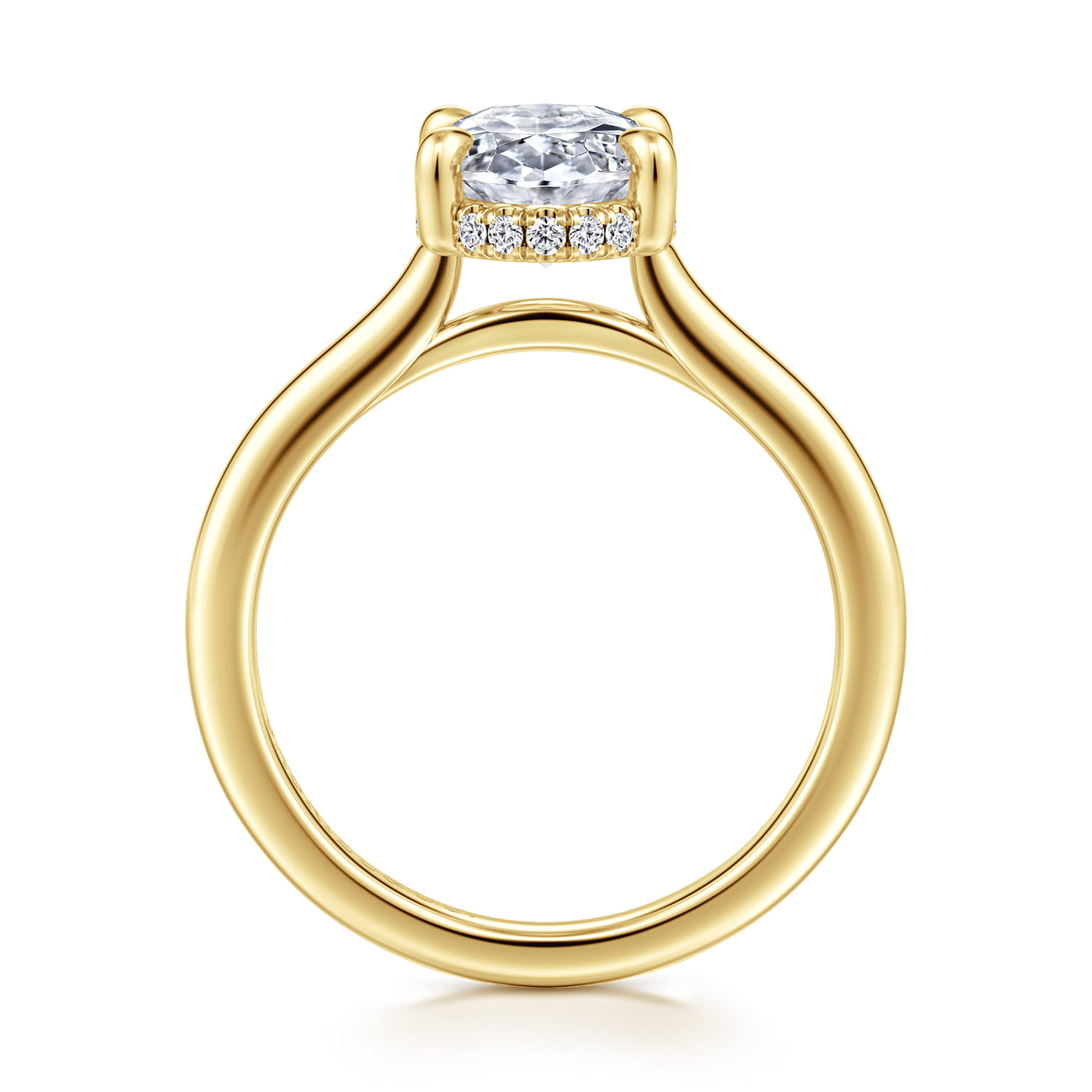 Aldon - 14K Yellow Gold Oval Diamond Engagement Ring - 0.1 ct - Shot 2