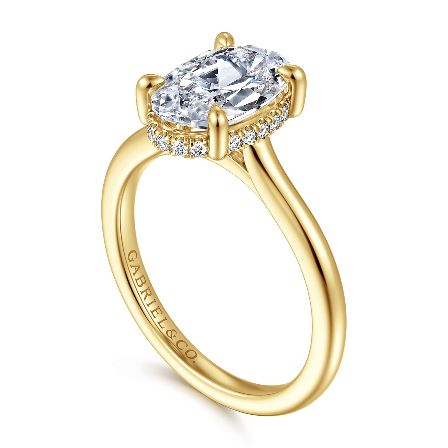 Aldon - 14K Yellow Gold Oval Diamond Engagement Ring - 0.1 ct - Shot 3