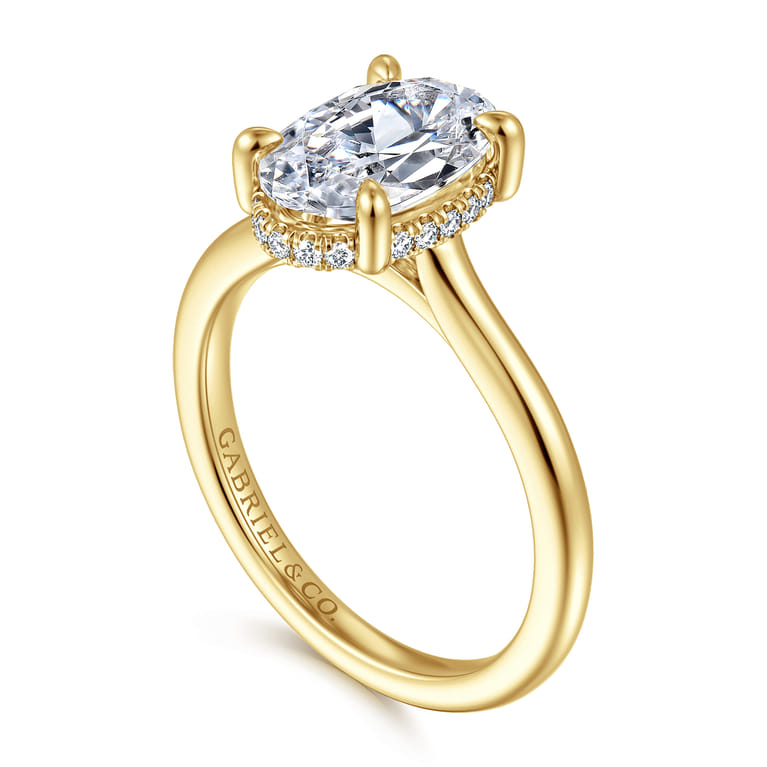 Aldon - 14K Yellow Gold Oval Diamond Engagement Ring - 0.1 ct - Shot 3