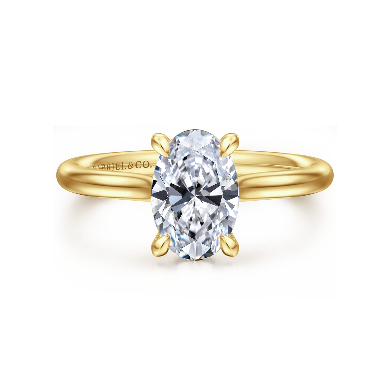 Badia - 14K Yellow Gold Oval Solitaire Diamond Engagement Ring - 0.05 ct - Shot 1
