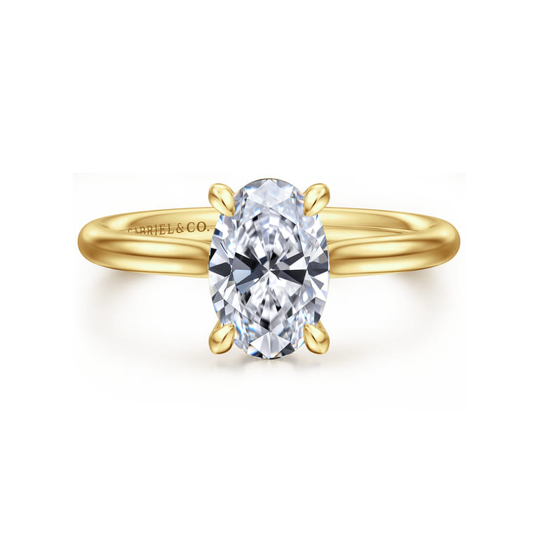 Badia - 14K Yellow Gold Oval Solitaire Diamond Engagement Ring - 0.05 ct - Shot 1