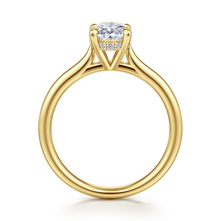 Badia - 14K Yellow Gold Oval Solitaire Diamond Engagement Ring - 0.05 ct - Shot 2