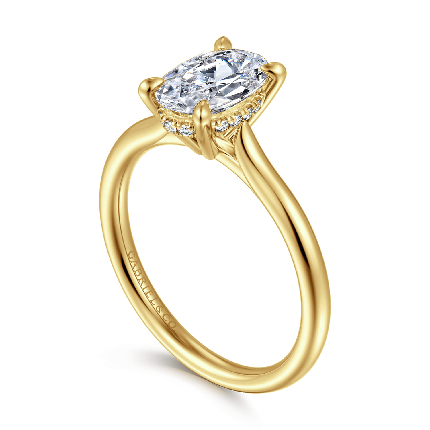 Badia - 14K Yellow Gold Oval Solitaire Diamond Engagement Ring - 0.05 ct - Shot 3