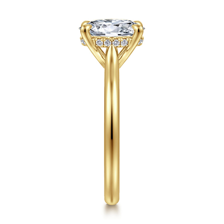 Badia - 14K Yellow Gold Oval Solitaire Diamond Engagement Ring - 0.05 ct - Shot 4