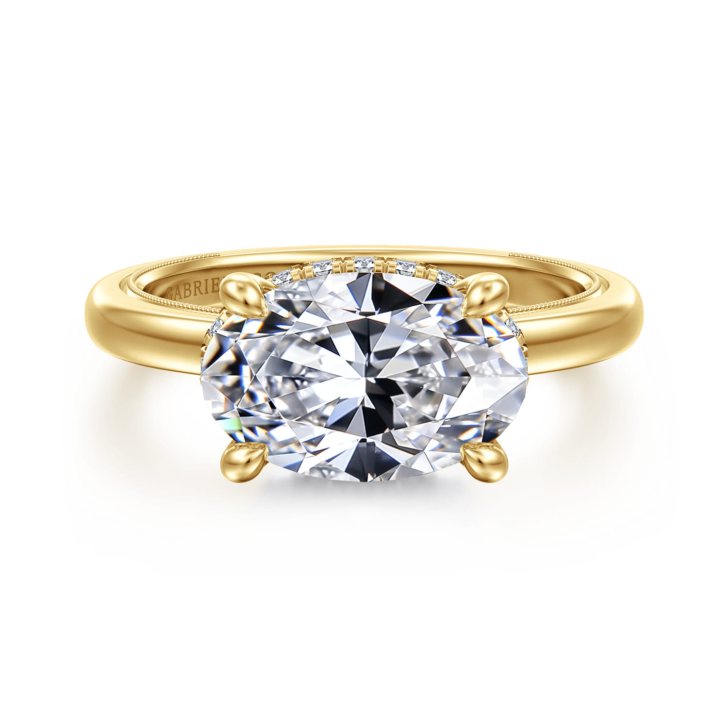 Sandi - 14K Yellow Gold East West Oval Diamond Engagement Ring - 0.15 ct - Shot 1