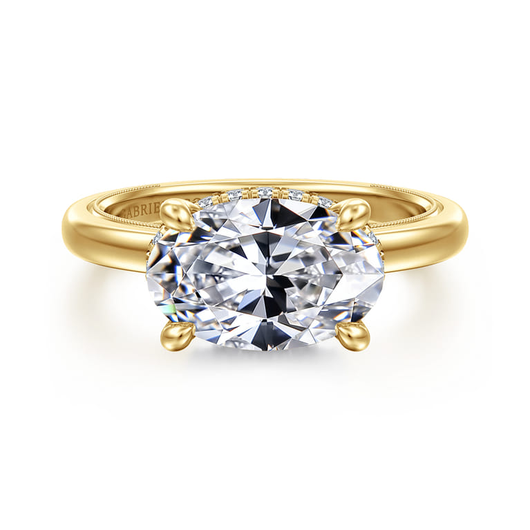 Sandi - 14K Yellow Gold East West Oval Diamond Engagement Ring - 0.15 ct - Shot 1